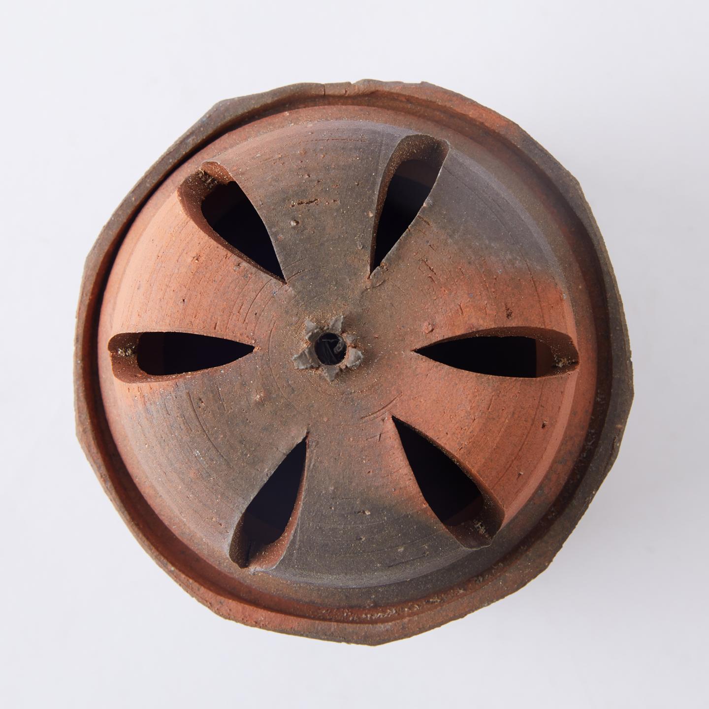 水谷清|昭和时期 备前烧窑变刀削香炉