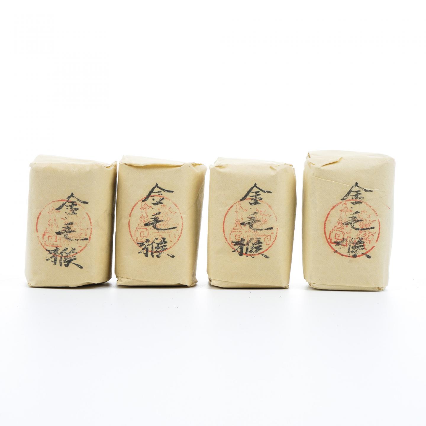 九十年代 中茶公司出口金记茶行 特级名枞金毛猴 50克*4包 干仓