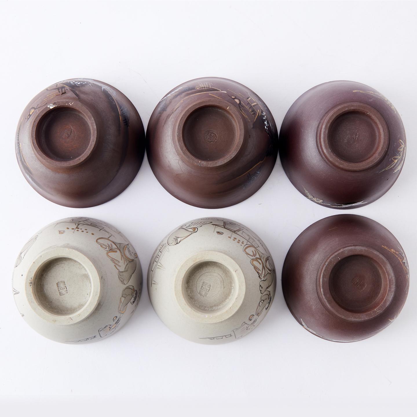 万古烧|明治时期 万古描金手绘茶盏6客