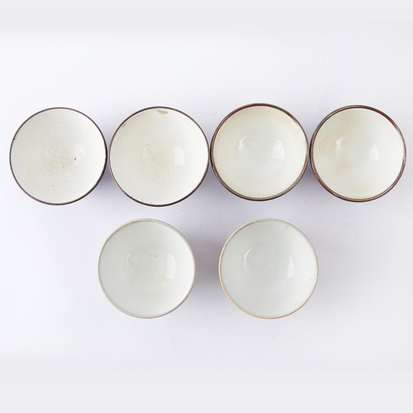 万古烧|明治时期 万古描金手绘茶盏6客