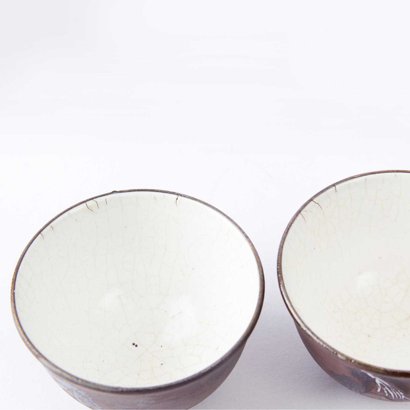 万古烧|明治时期 万古描金手绘茶盏6客