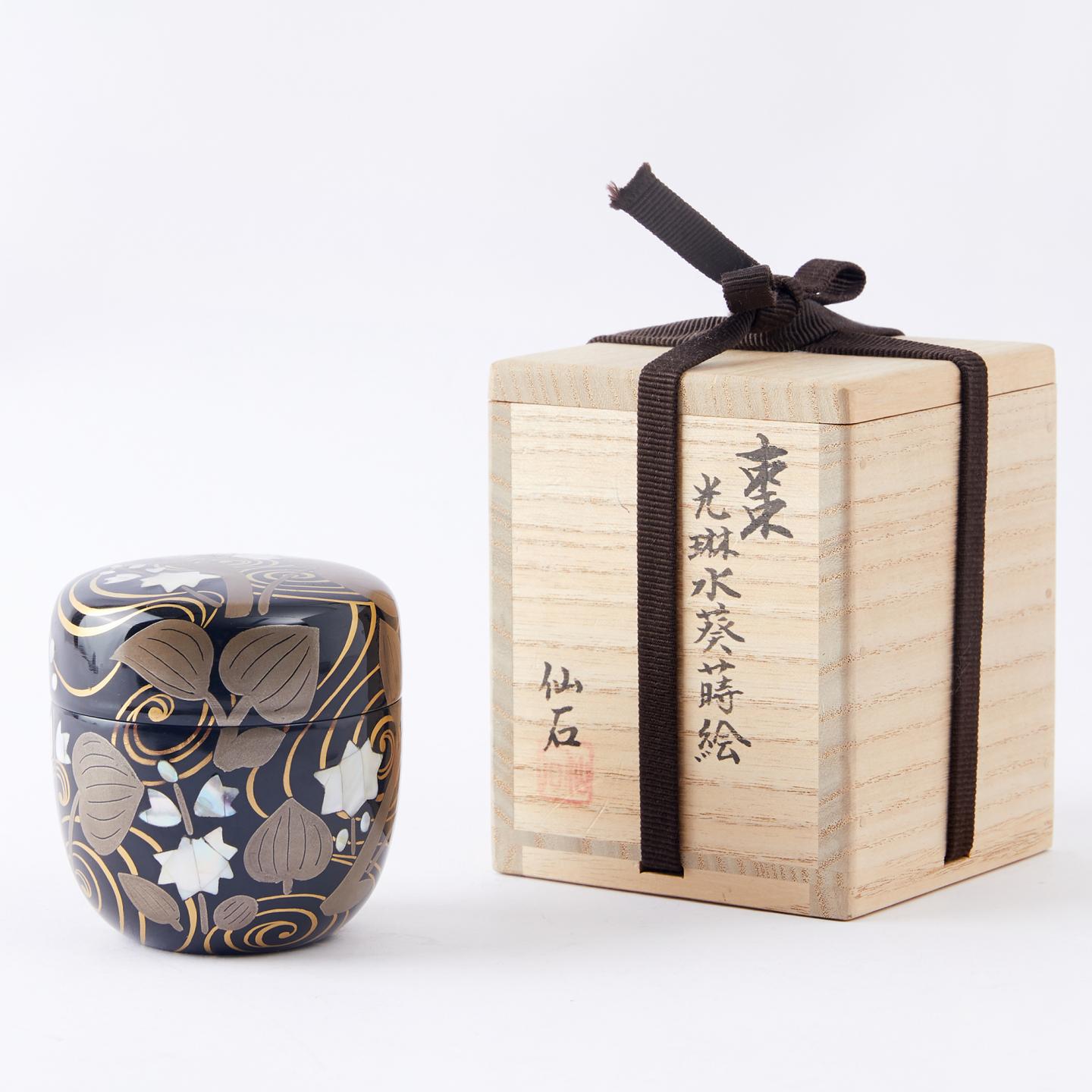 仙石作｜昭和时期 光琳水葵莳绘嵌螺钿茶枣