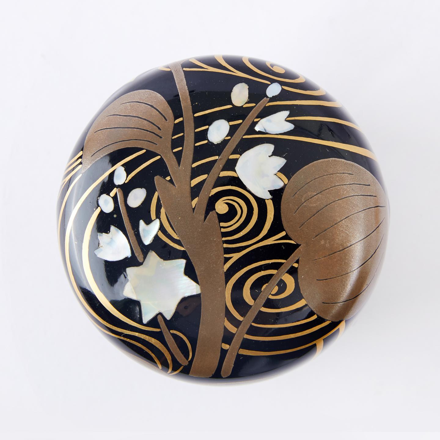 仙石作｜昭和时期 光琳水葵莳绘嵌螺钿茶枣