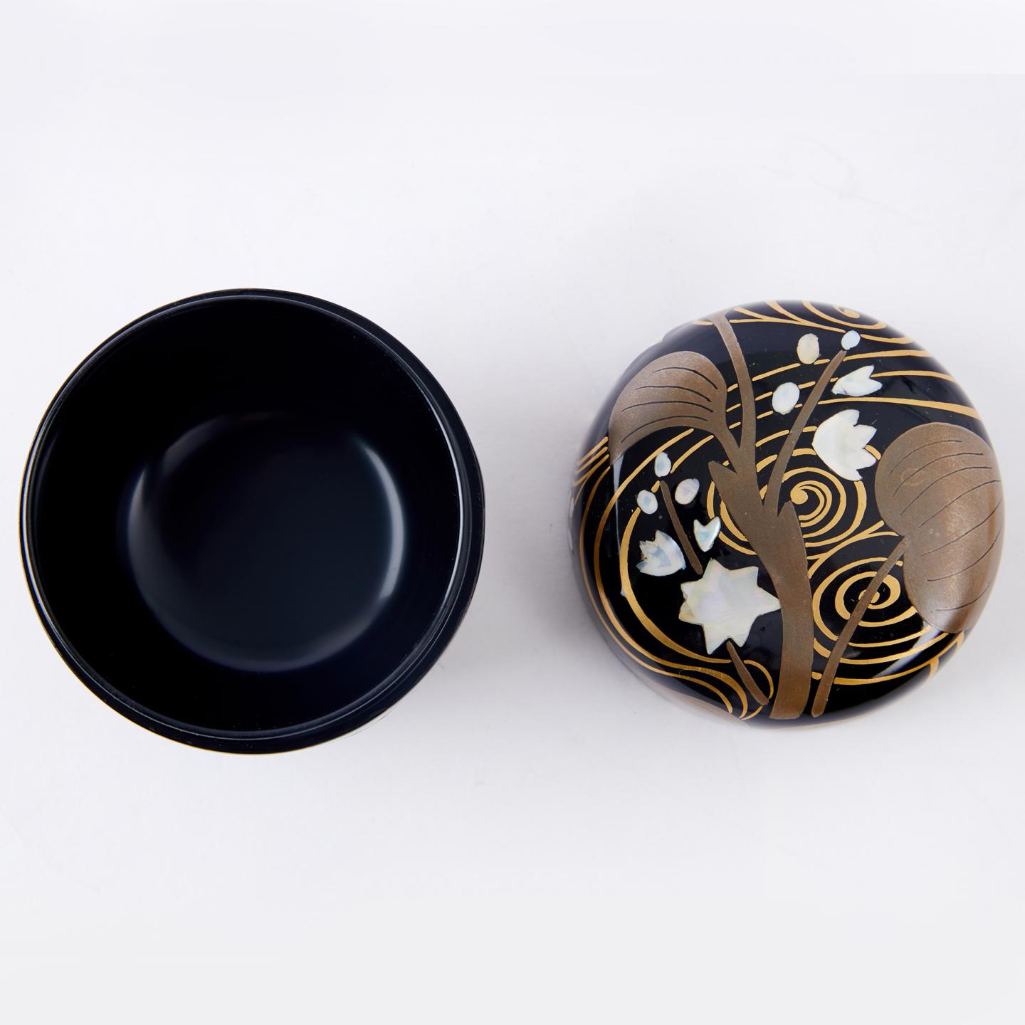 仙石作｜昭和时期 光琳水葵莳绘嵌螺钿茶枣