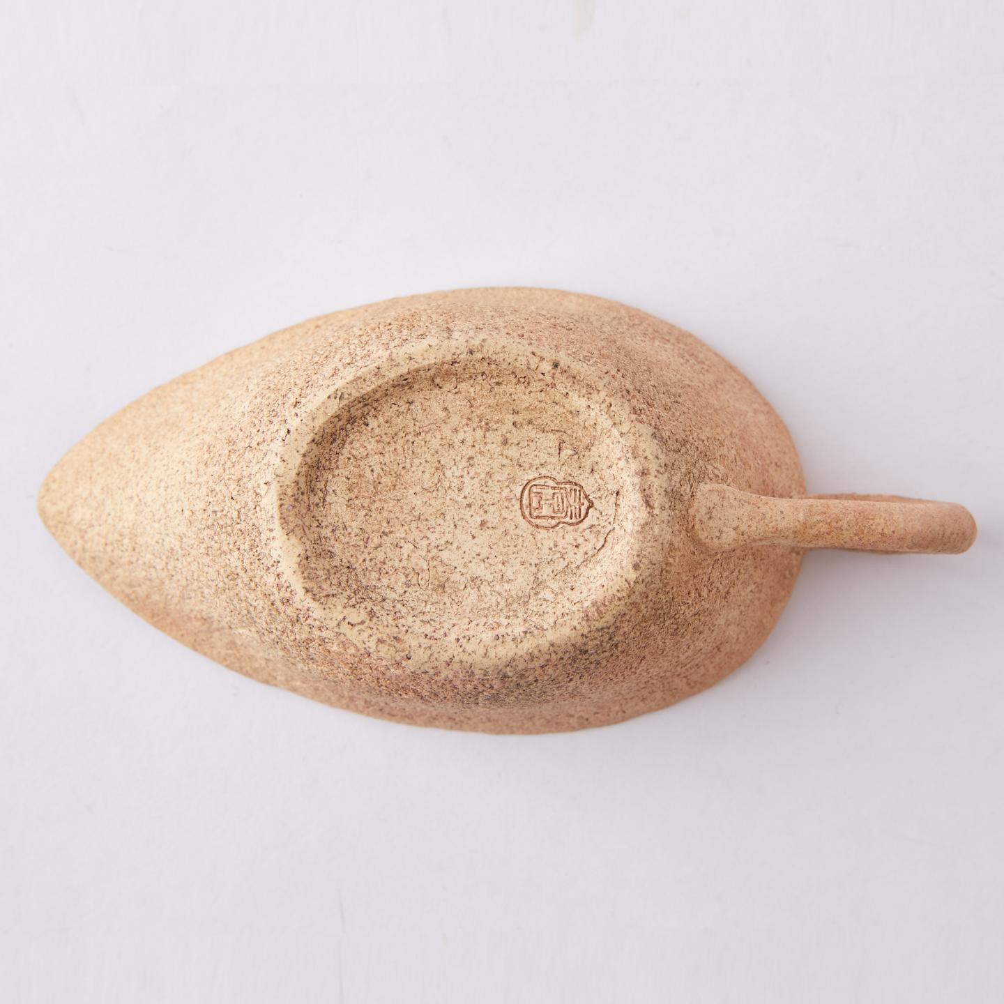 万古烧第一人笹岡春山|昭和时期 手捏万古烧叶形宝瓶