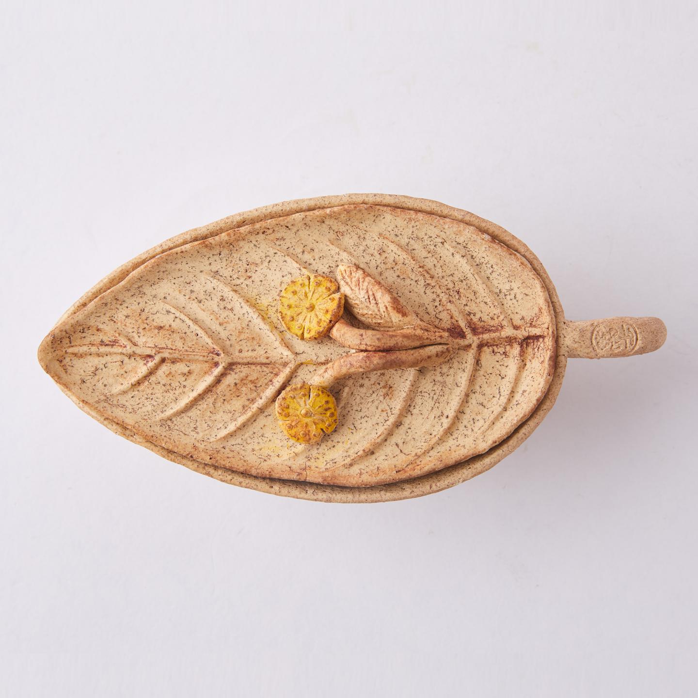 万古烧第一人笹岡春山|昭和时期 手捏万古烧叶形宝瓶