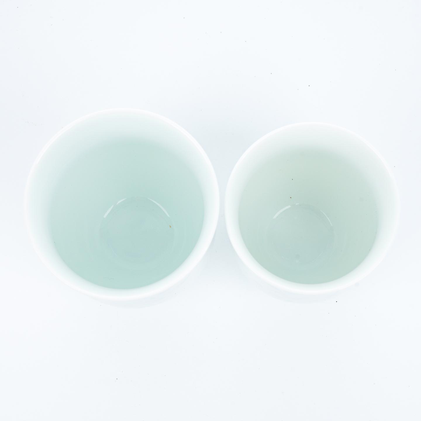 昭和时期｜白瓷人间国宝·奥川忠右卫门作夫妻对汤吞