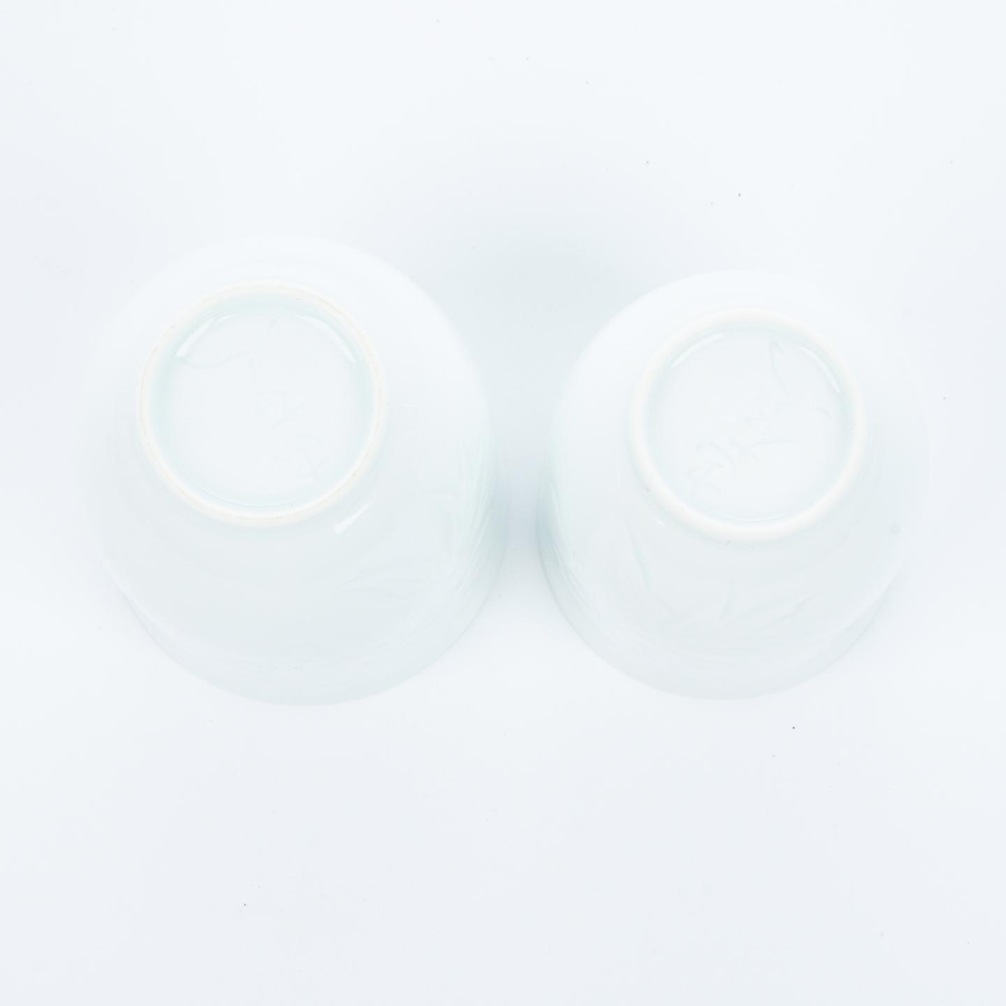 昭和时期｜白瓷人间国宝·奥川忠右卫门作夫妻对汤吞