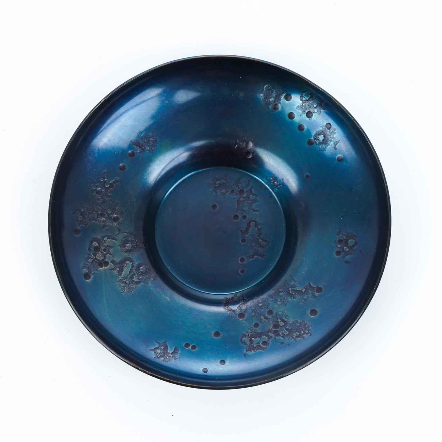 昭和时期｜玉川堂鎚起铜器茶托 5枚组