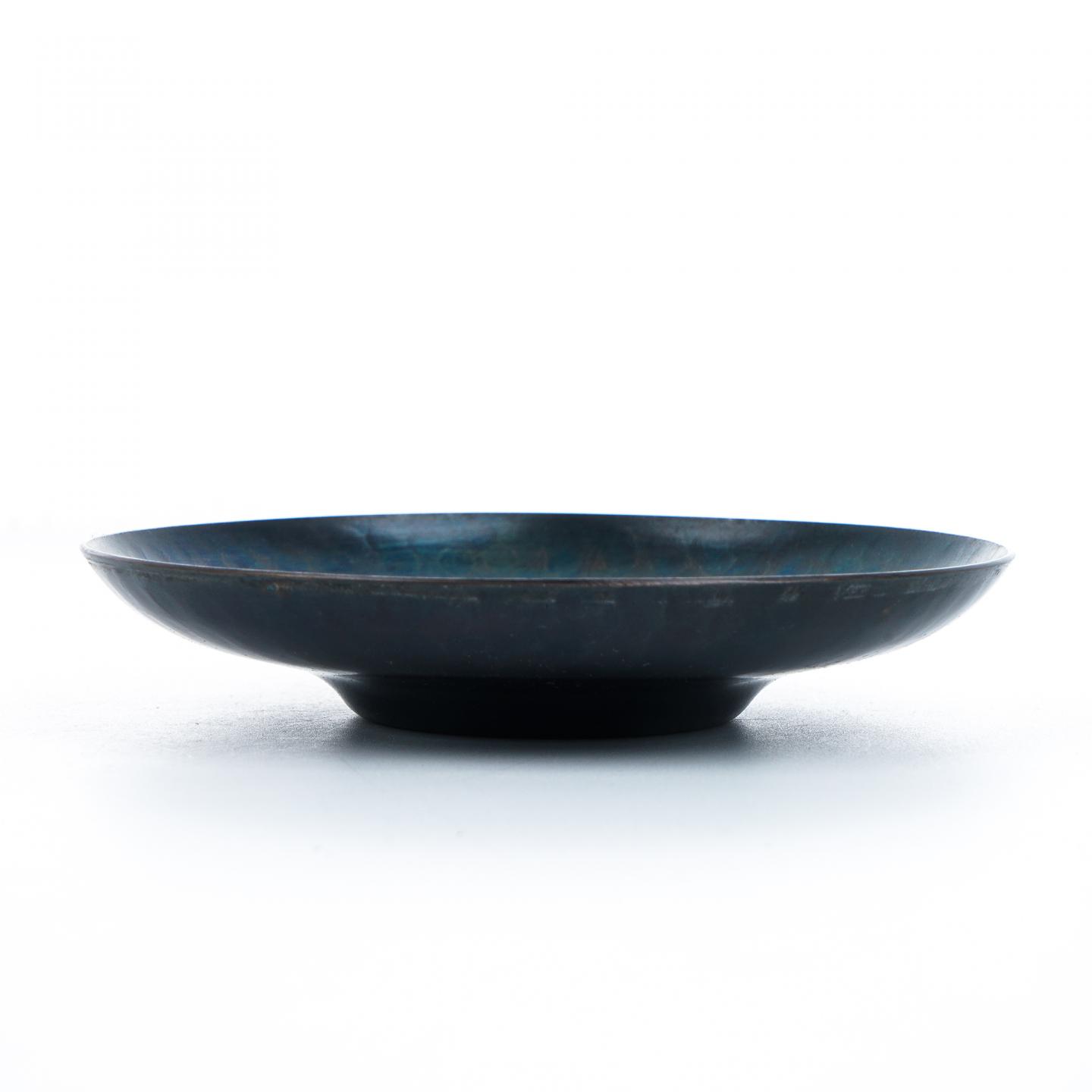 昭和时期｜玉川堂鎚起铜器茶托 5枚组 附共箱