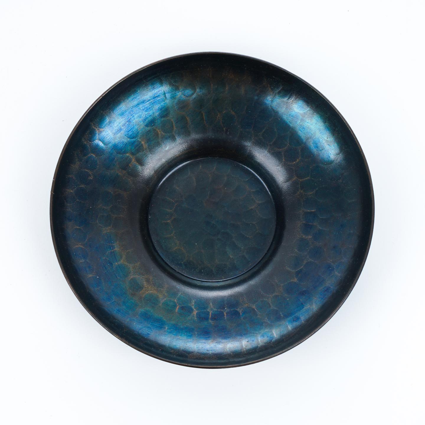 昭和时期｜玉川堂鎚起铜器茶托 5枚组 附共箱