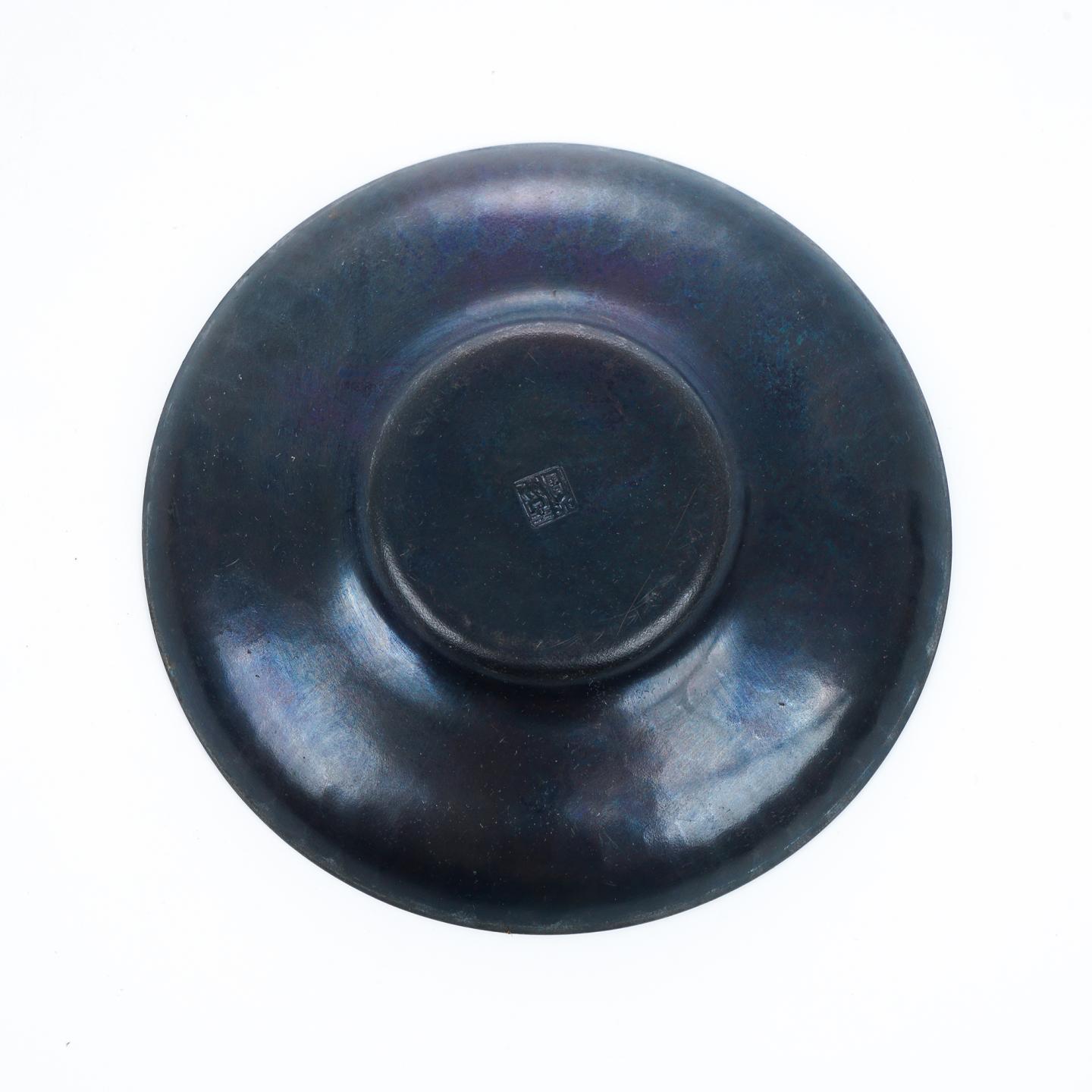 昭和时期｜玉川堂鎚起铜器茶托 5枚组 附共箱