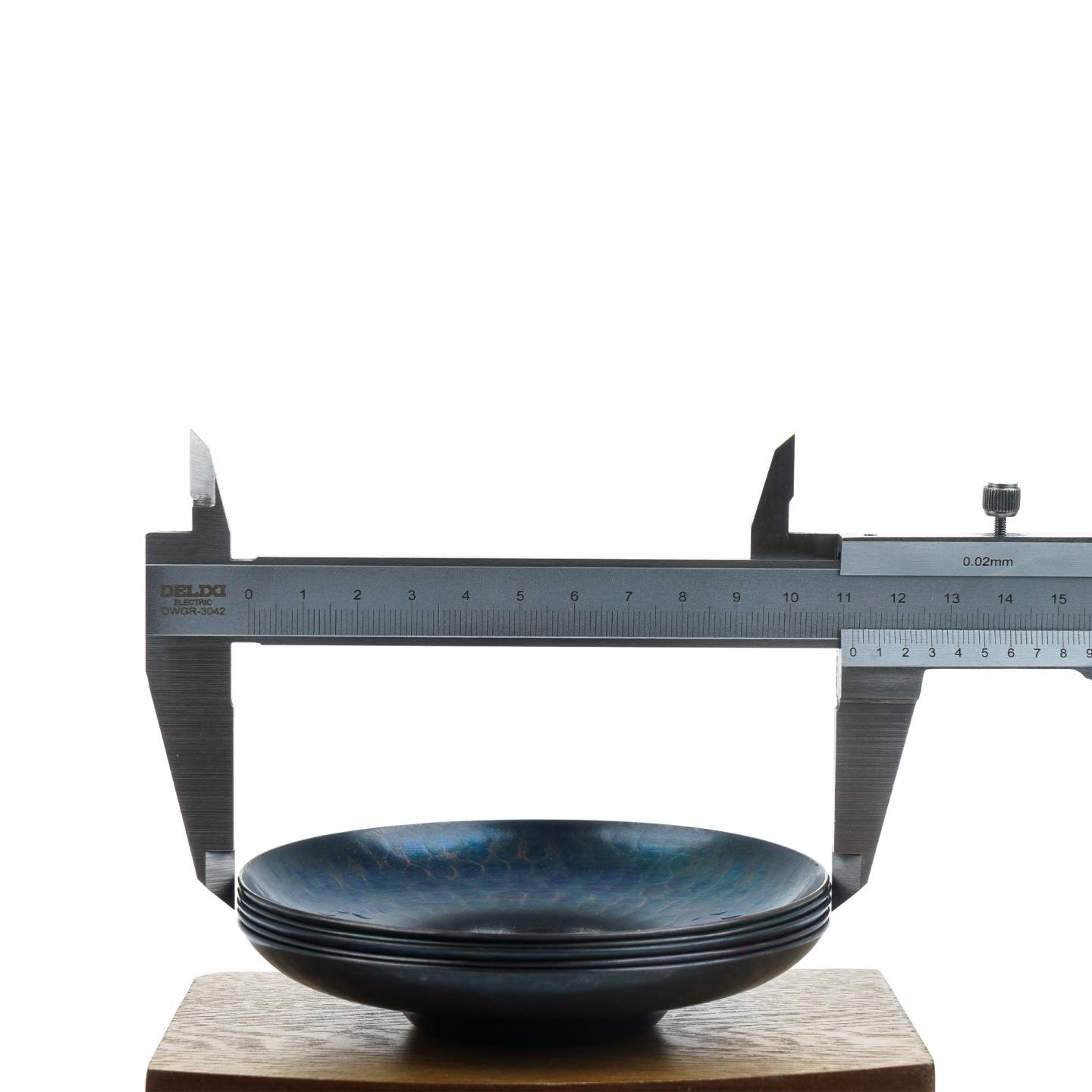 昭和时期｜玉川堂鎚起铜器茶托 5枚组 附共箱