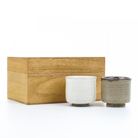 昭和时期｜唐津烧人间国宝·十二代中里太郎右卫门中里无庵 唐津对杯