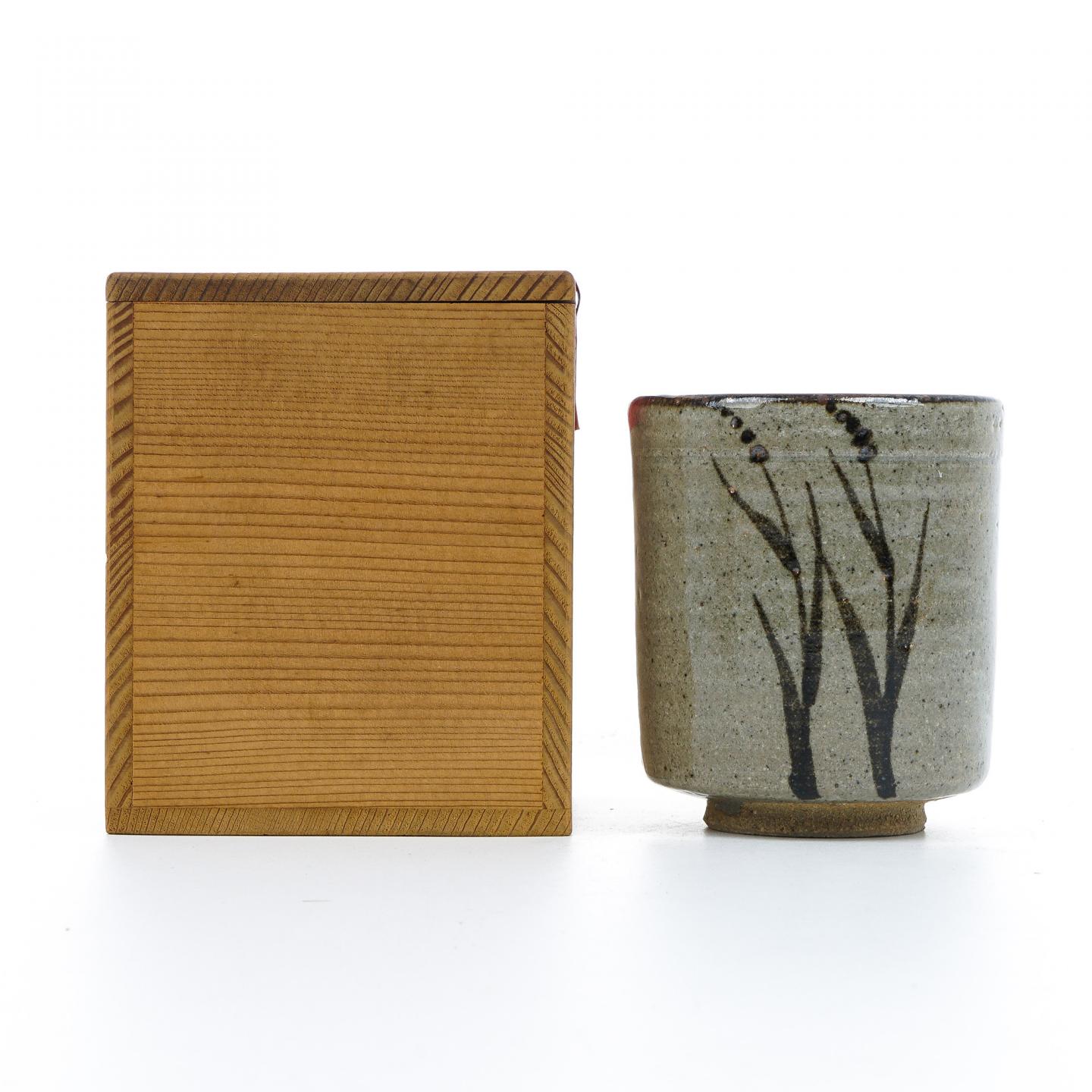 昭和时期｜唐津烧 十三代中里太郎右卫门 中里忠夫作 绘唐津汤吞 带盒