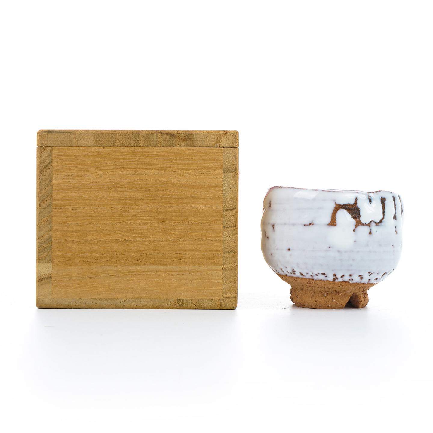 昭和时期｜萩烧 鬼萩大家 渋谷泥詩作 汤吞 带盒