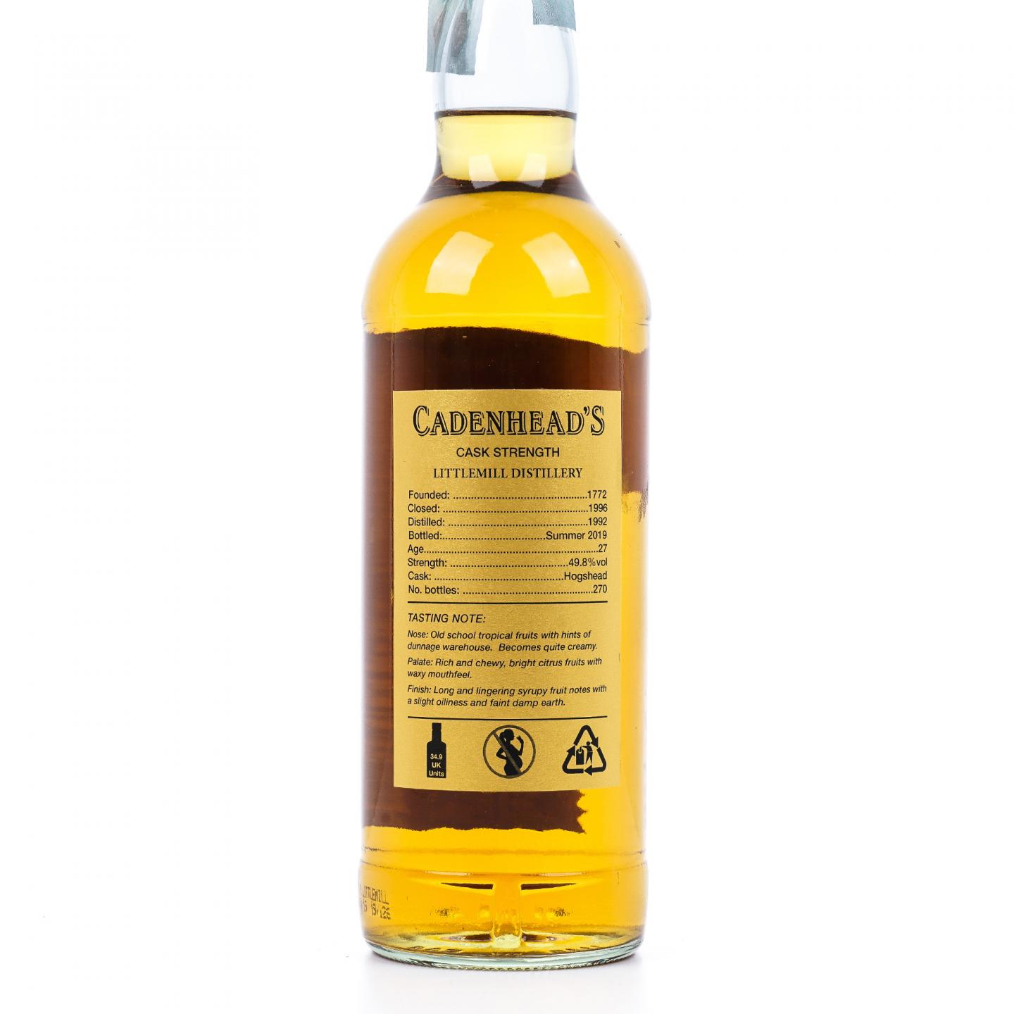 Littlemill 小磨坊 27年 1992-2019 Cadenhead 桶强