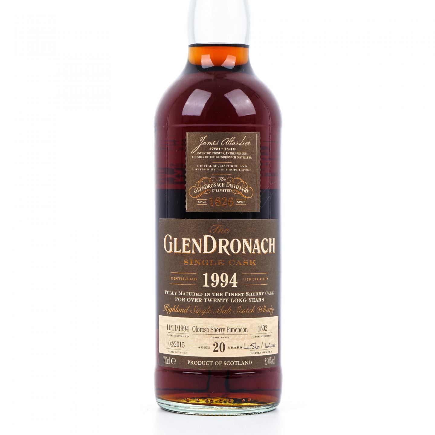 Glendronach 格兰多纳 20年 1994-2015 雪莉桶#1502 非原盒