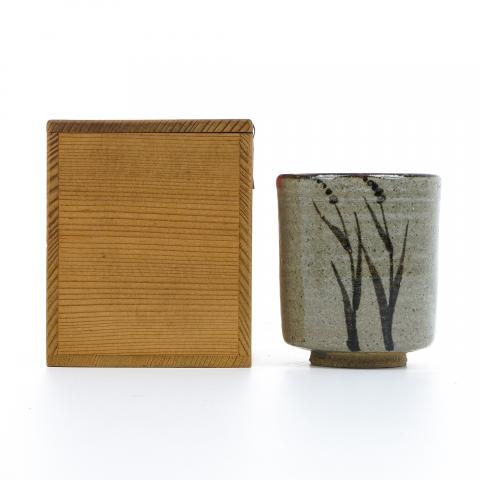 昭和时期｜唐津烧 十三代中里太郎右卫门 中里忠夫作 绘唐津汤吞 带盒