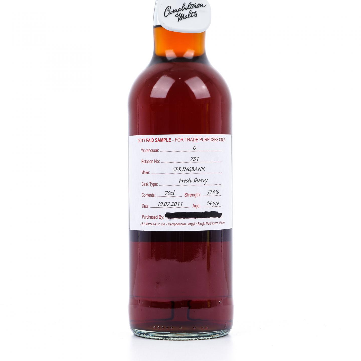 Springbank 云顶 14年 2011 完税瓶 新鲜雪莉桶