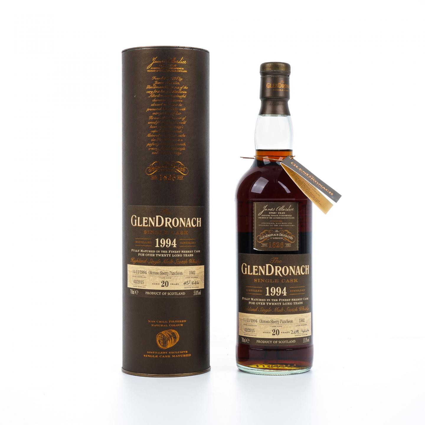 Glendronach 格兰多纳 20年 1994-2015 雪莉桶#1502 非原盒