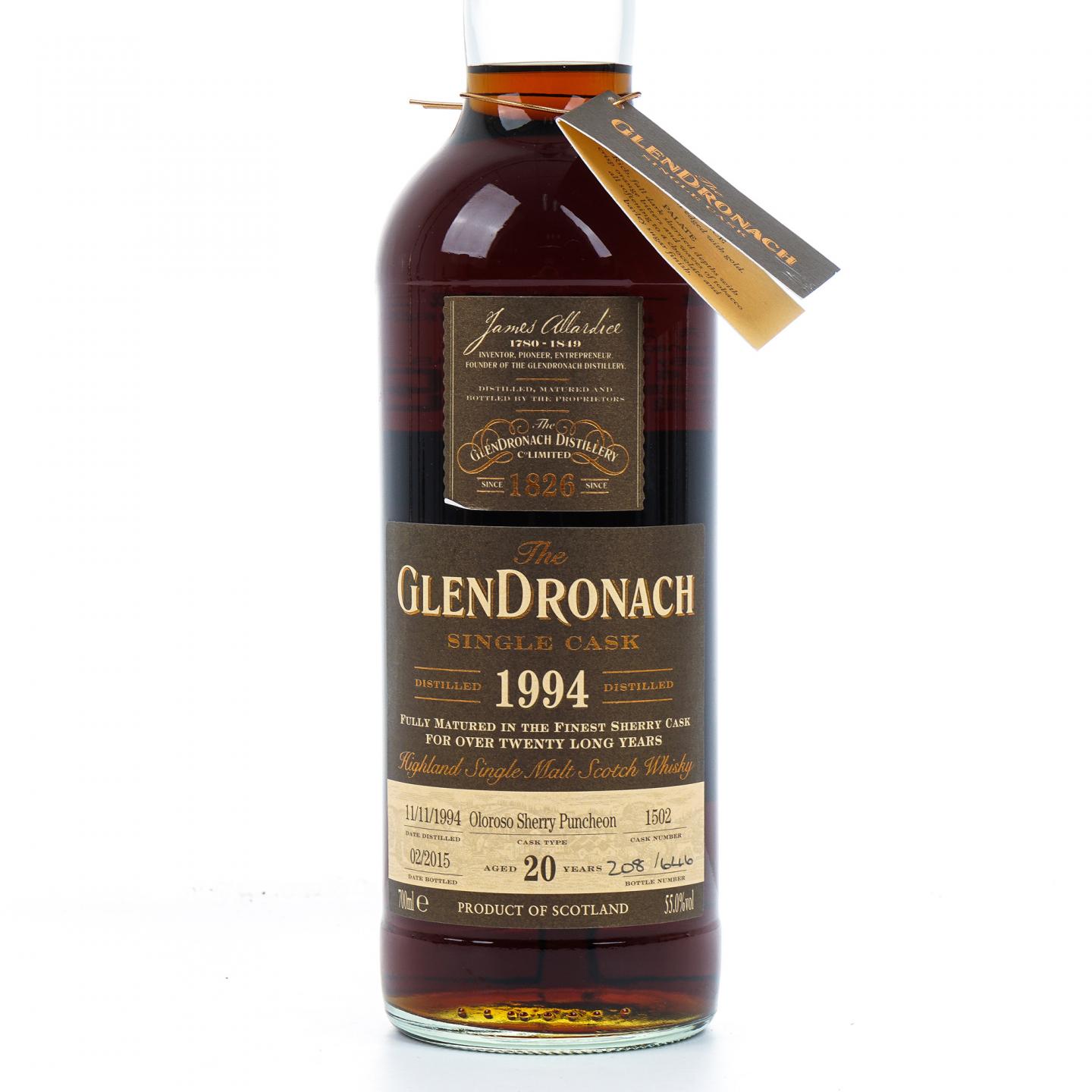 Glendronach 格兰多纳 20年 1994-2015 雪莉桶#1502 非原盒