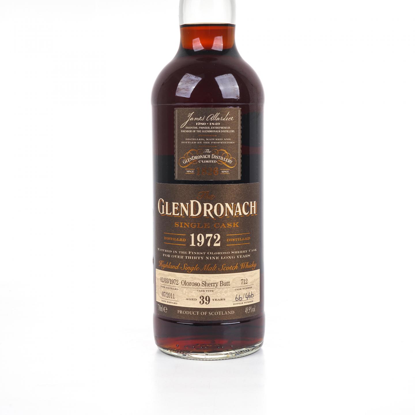Glendronach 格兰多纳 39年 1972-2011 雪莉单桶#712
