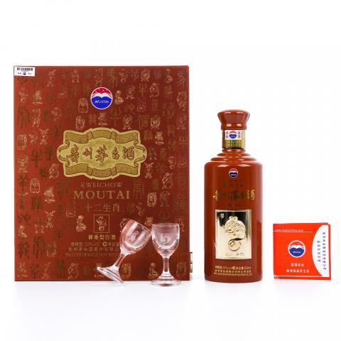 【附X光图】贵州茅台·黄永玉十二生肖纪念酒 生肖鼠 金版套装