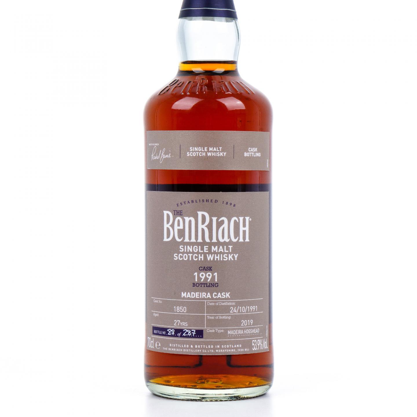 BenRiach 本利亚克 27年 1991-2019 桶号#1850