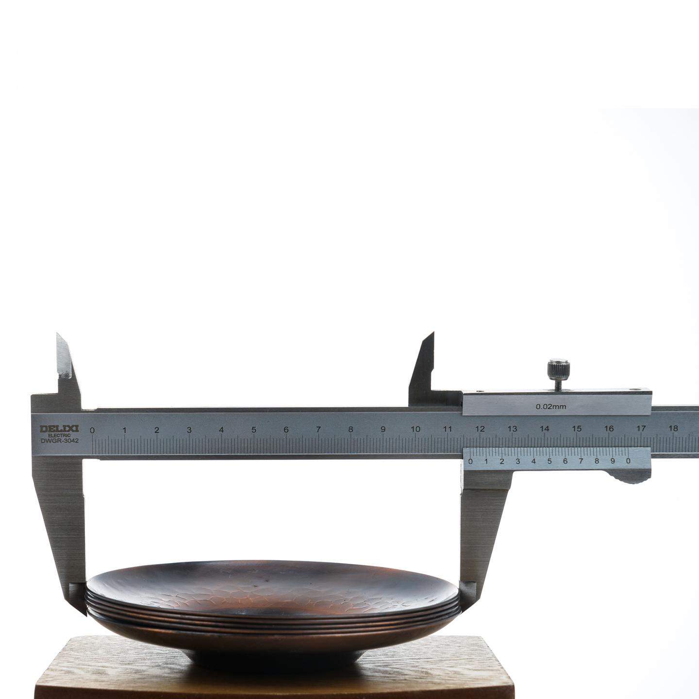 昭和时期｜纯铜制茶托茶箕一套 6件带盒