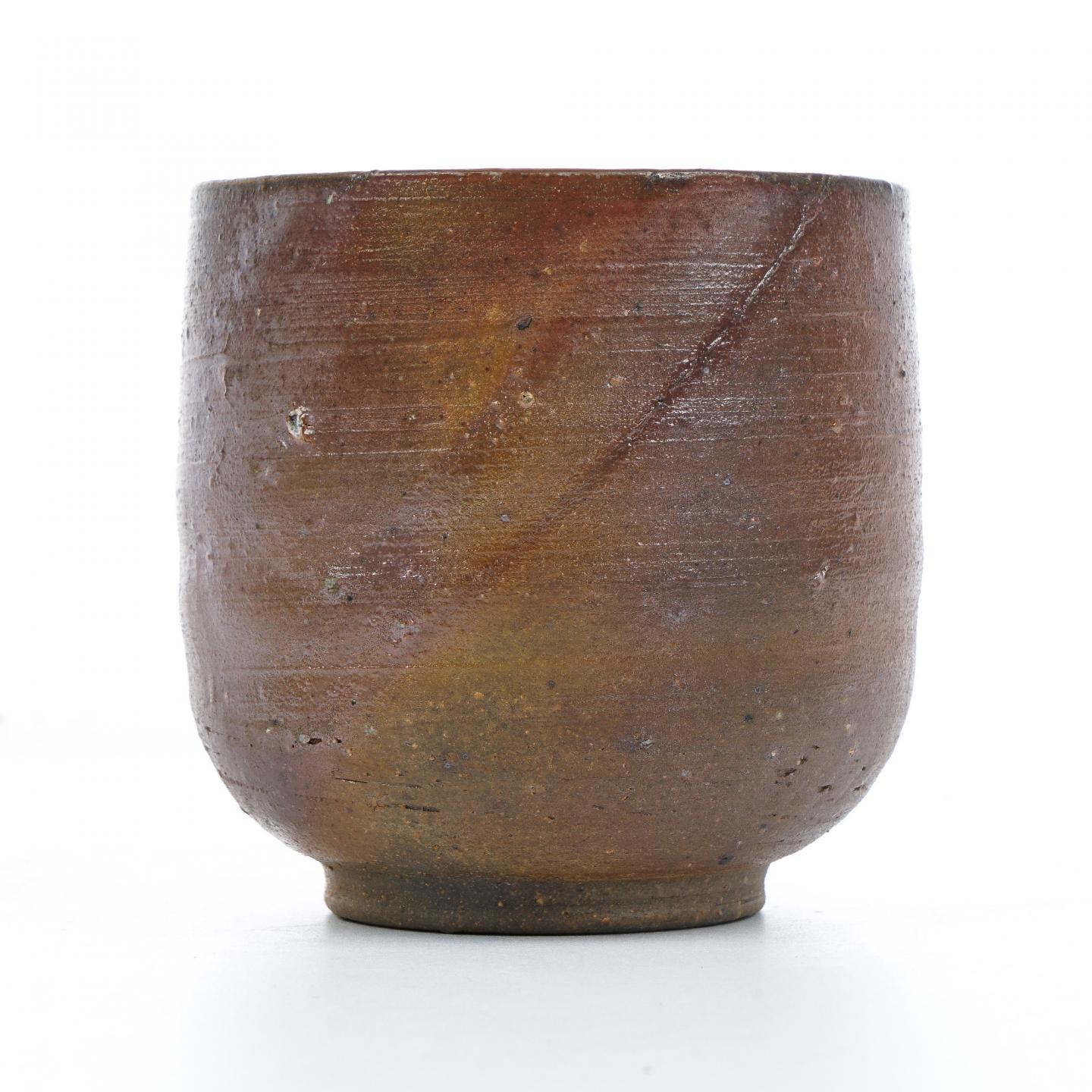 昭和时期｜备前烧人间国宝·山本陶秀四子 山本出 柴烧茶杯带原盒