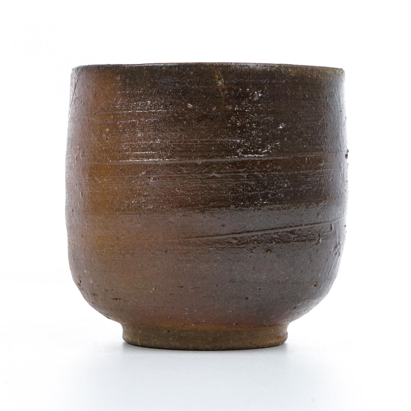 昭和时期｜备前烧人间国宝·山本陶秀四子 山本出 柴烧茶杯带原盒