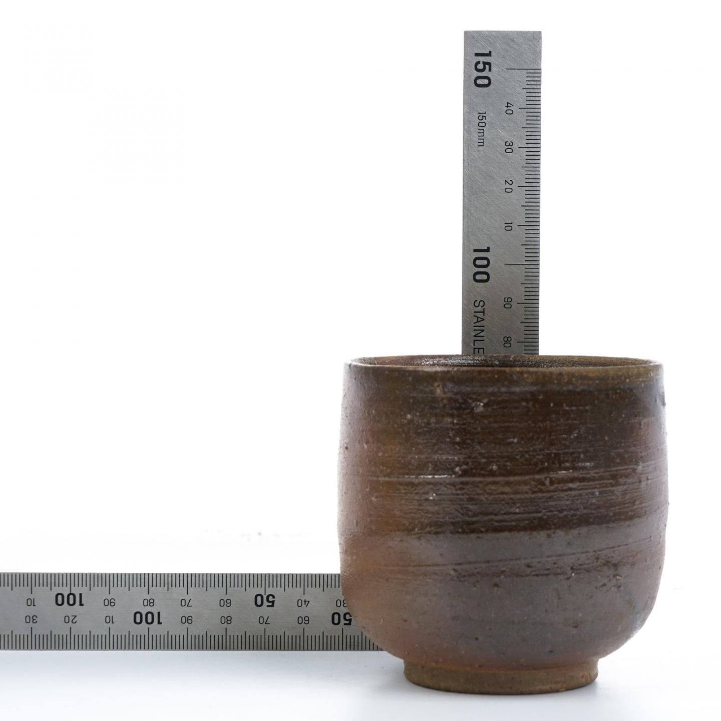 昭和时期｜备前烧人间国宝·山本陶秀四子 山本出 柴烧茶杯带原盒