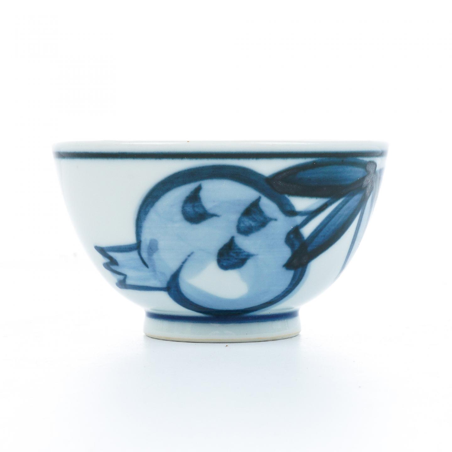 昭和时期｜染付人间国宝·近藤悠三作 茶杯 不带盒