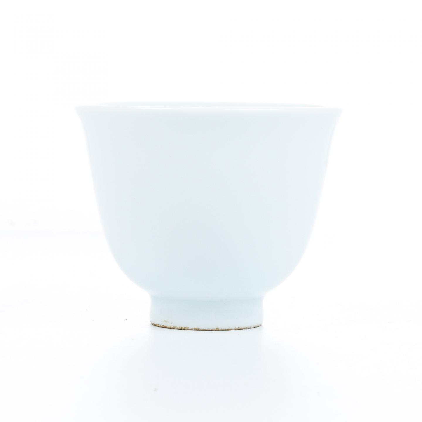 昭和时期|白瓷人间国宝·井上万二本手作 茶杯 非原盒
