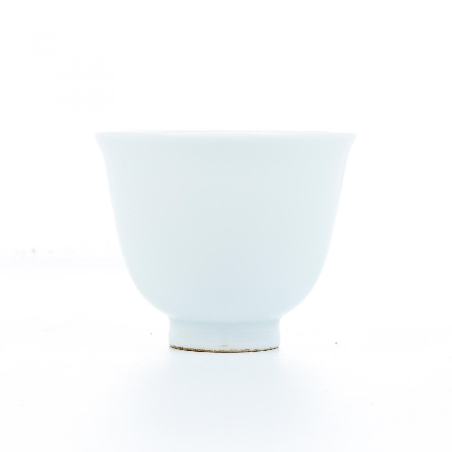 昭和时期|白瓷人间国宝·井上万二本手作 茶杯 非原盒