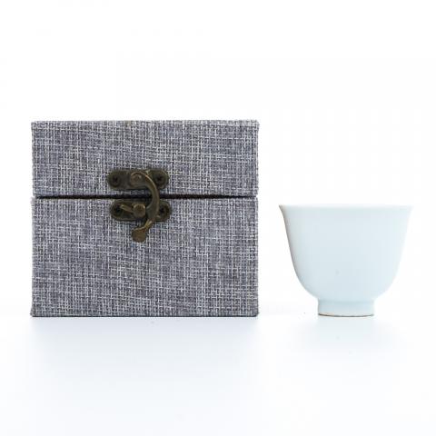 昭和时期|白瓷人间国宝·井上万二本手作 茶杯 非原盒