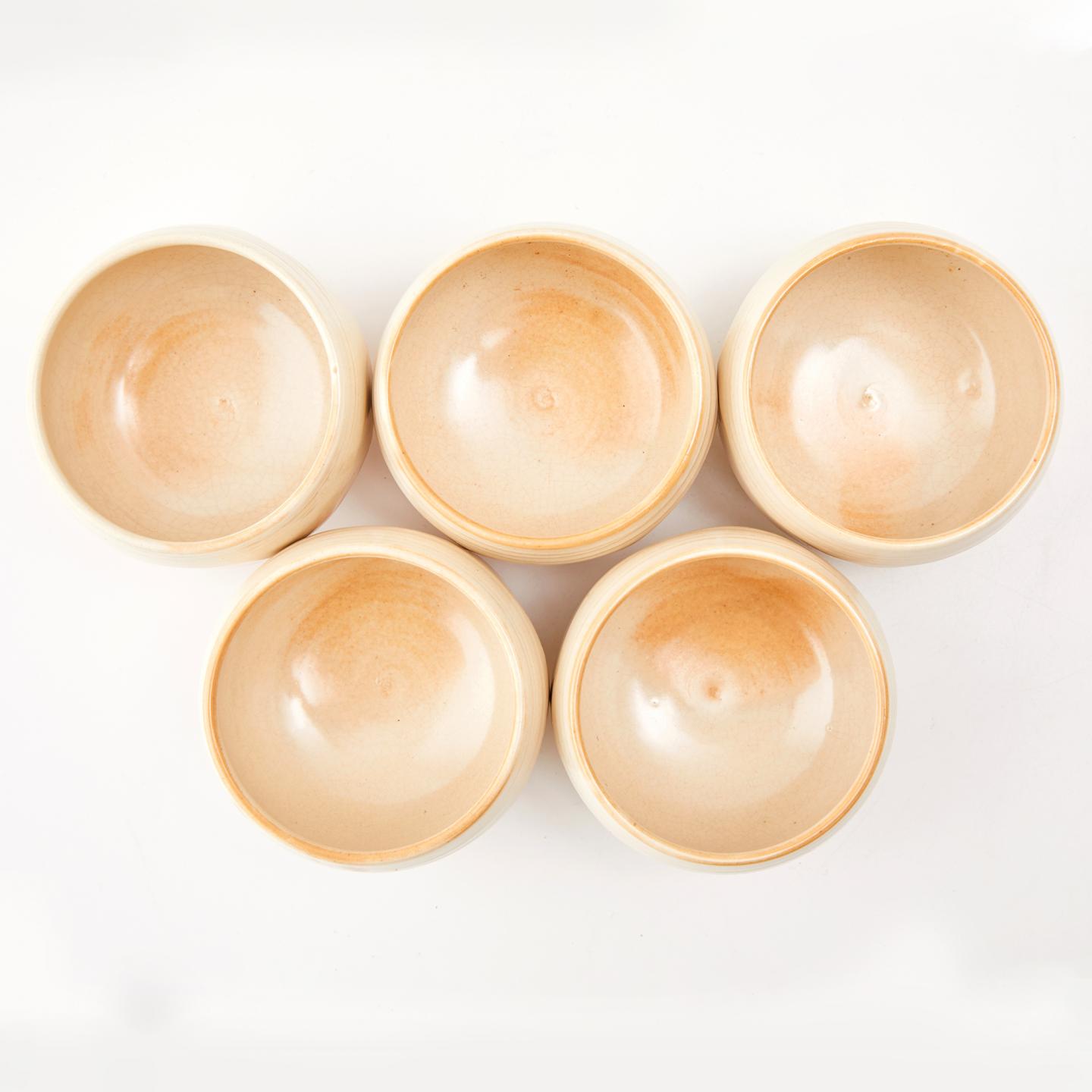 杉浦芳树｜昭和时期 刀削白釉茶碗5客