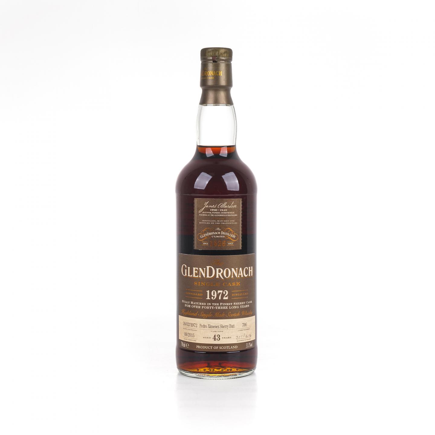 Glendronach 格兰多纳 43年 1972-2015 PX雪莉单桶#706