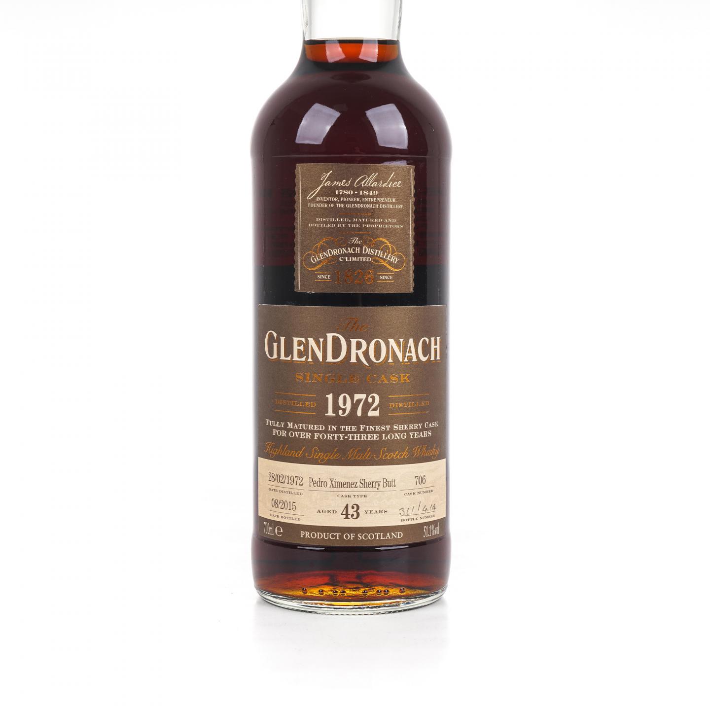 Glendronach 格兰多纳 43年 1972-2015 PX雪莉单桶#706