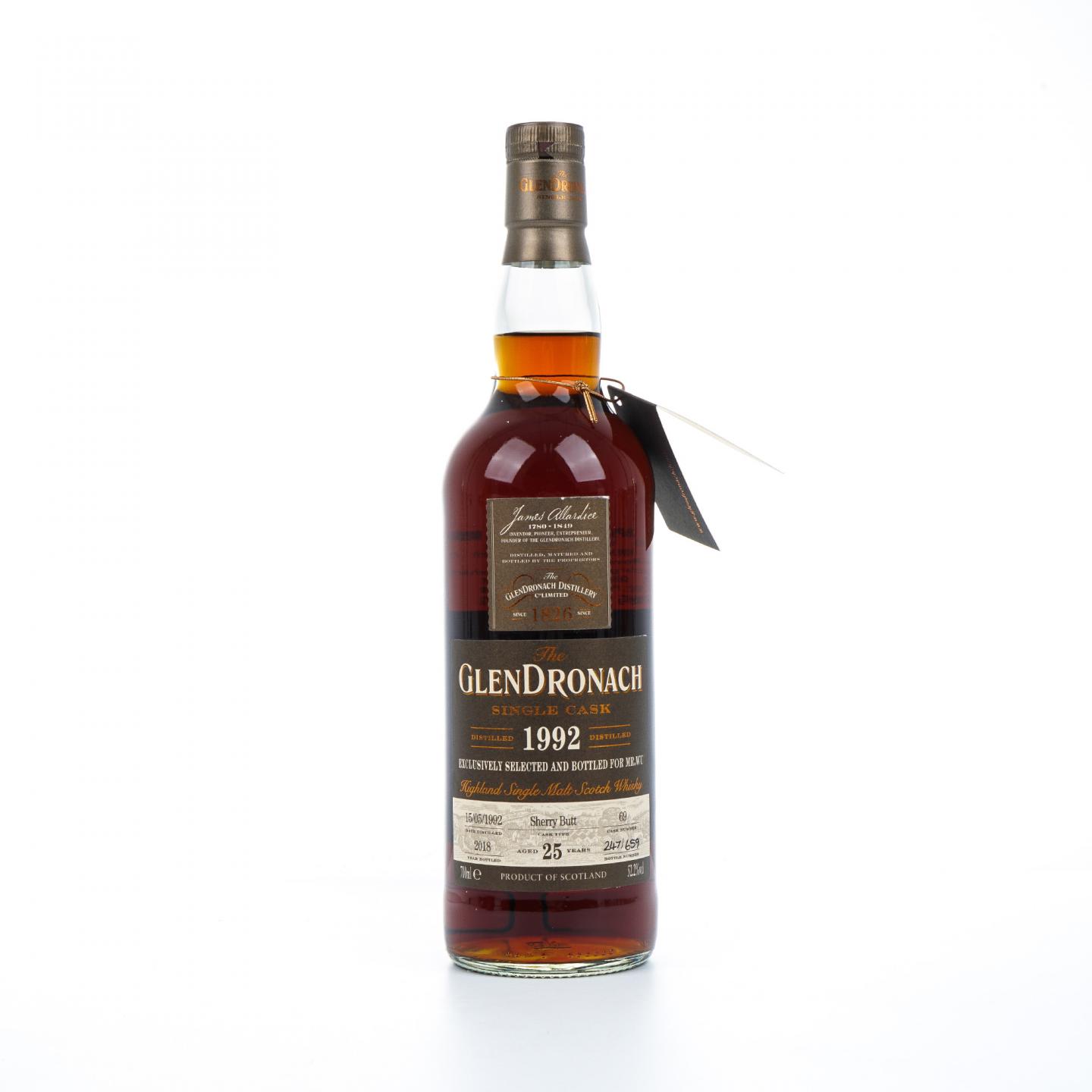 Glendronach 格兰多纳 25年 1992-2018 雪莉单桶#69