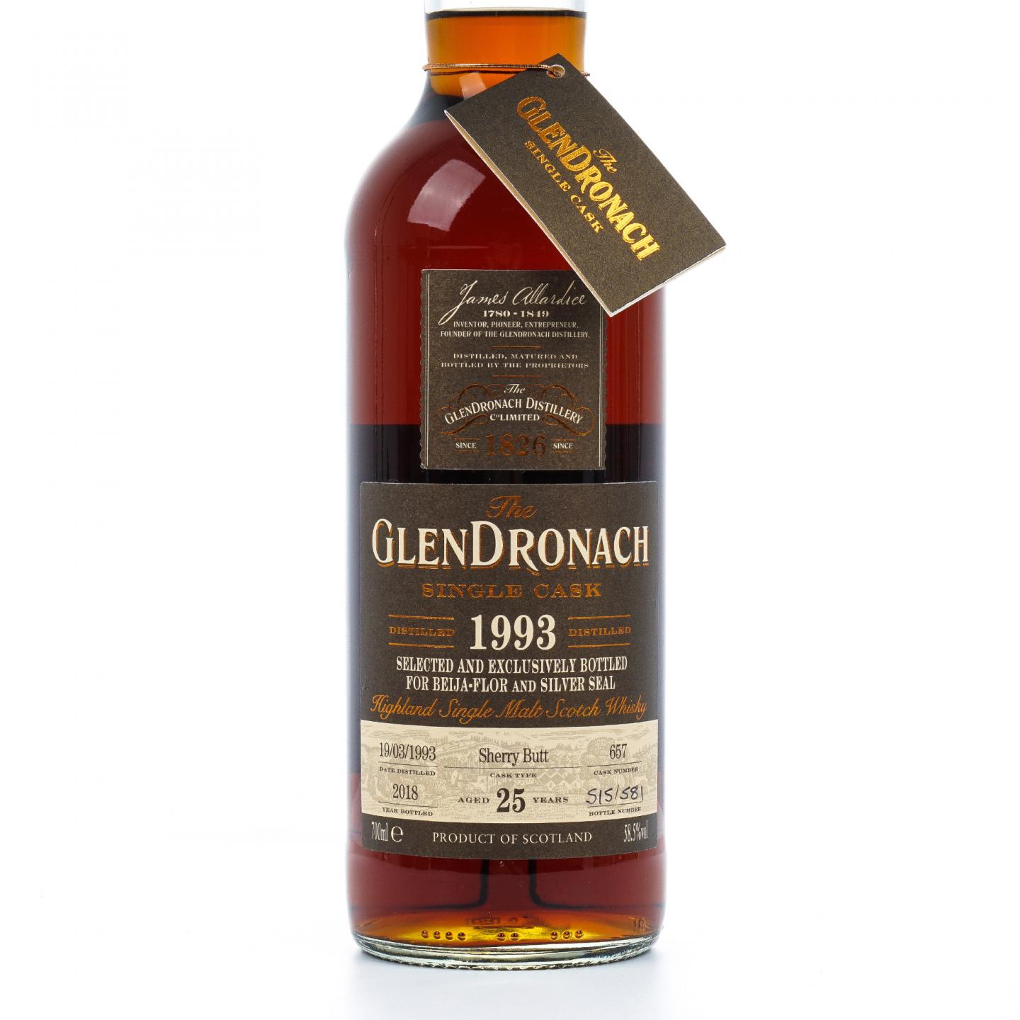 Glendronach 格兰多纳 25年 1993-2018 雪莉单桶#657 非原盒