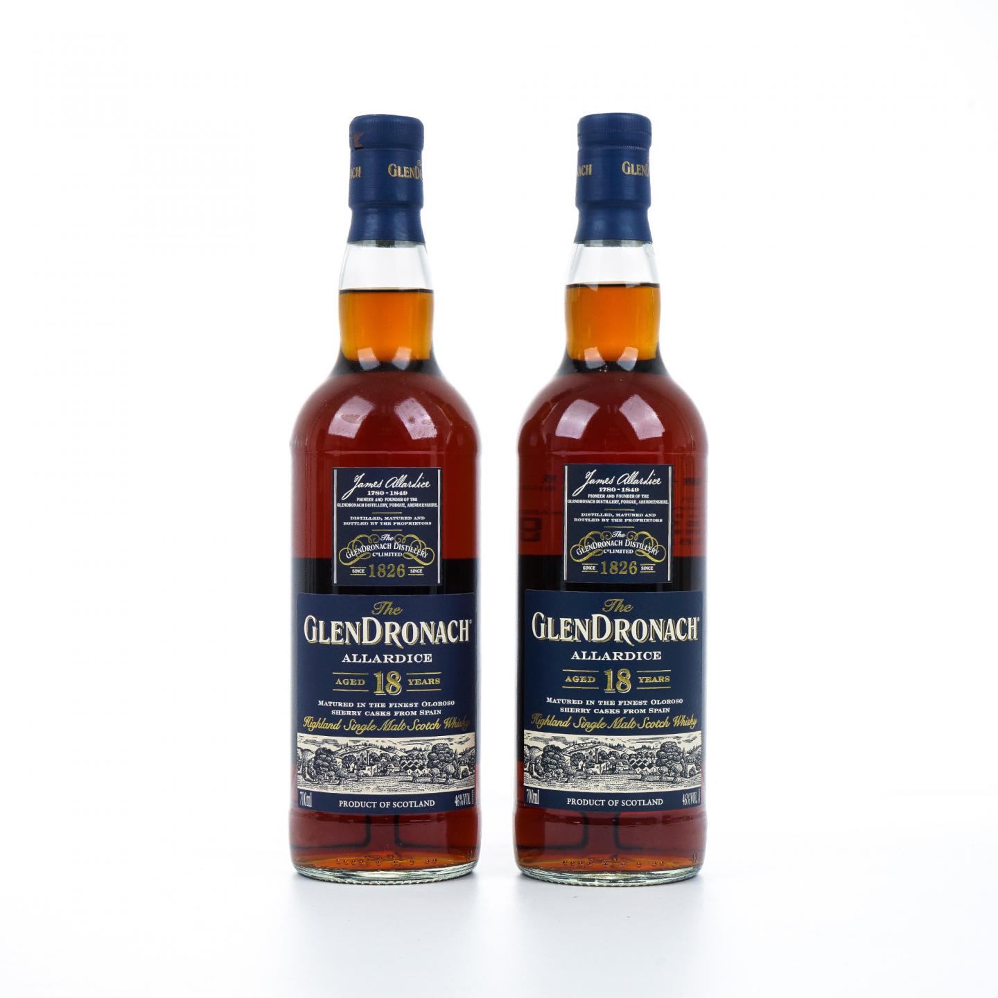 Glendronach 格兰多纳 18年 2019 Allardice 雪莉桶 2瓶组