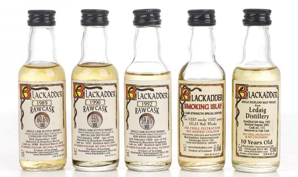 【别致套装】克里尼利基1989-2003/麦卡伦1990-2003/本尼维斯1992-2003/阿贝 2004/里爵1992-2002 13/13/11/约10年/10年单桶单一麦芽威士忌5只组 60.6/55/59.6/61.6/45% 50mlx5