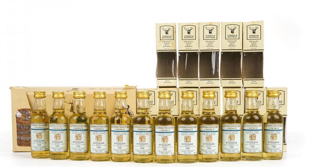 【绝版珍稀】Rosebank罗斯班克1990 地图标单一麦芽威士忌套装12只组 40% 50mlx12