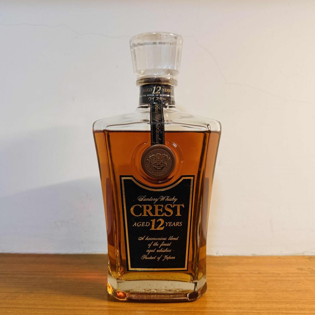 90年代 三得利 金花标「CREST 12年」水晶瓶威士忌 43% 700ml