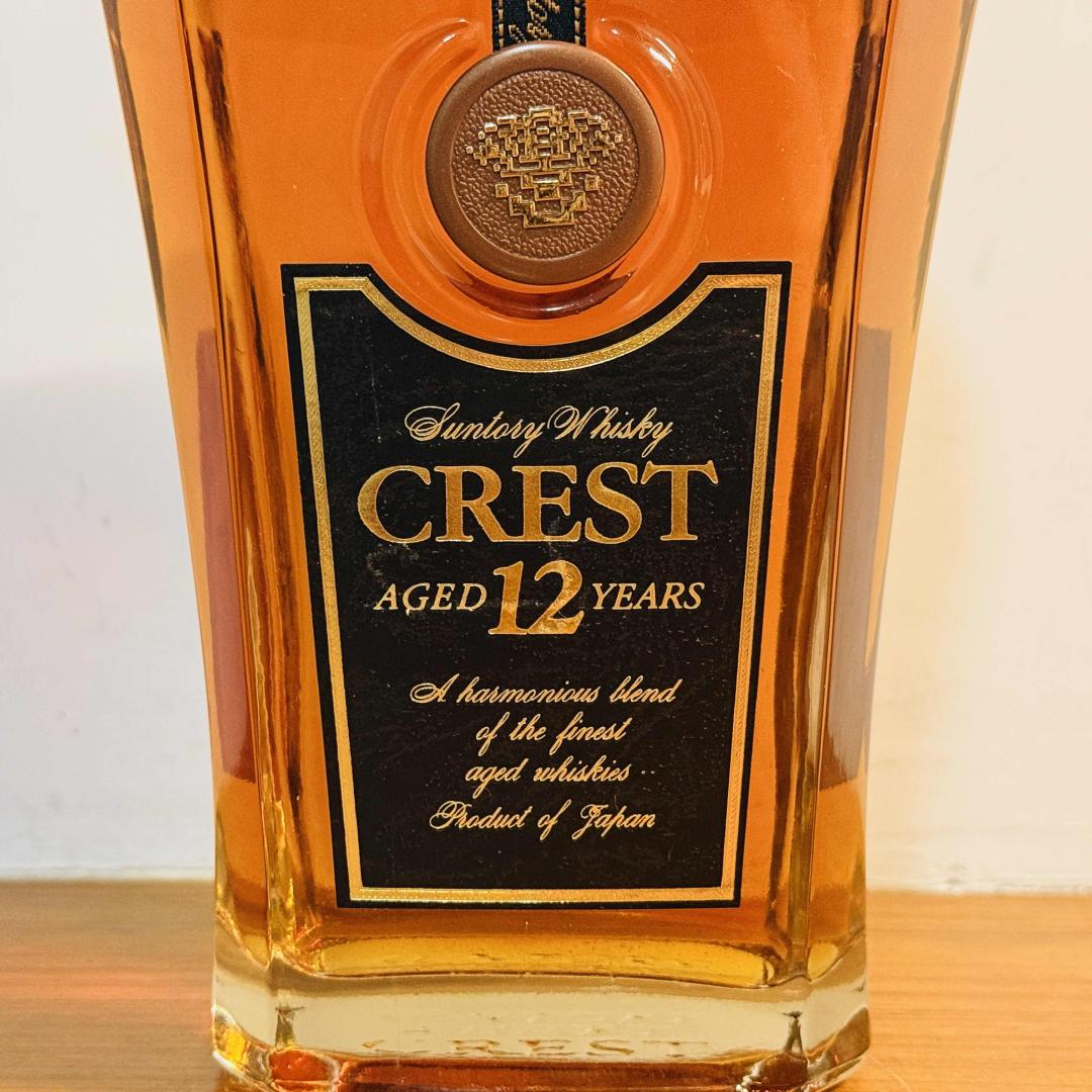 90年代 三得利 金花标「CREST 12年」水晶瓶威士忌 43% 700ml