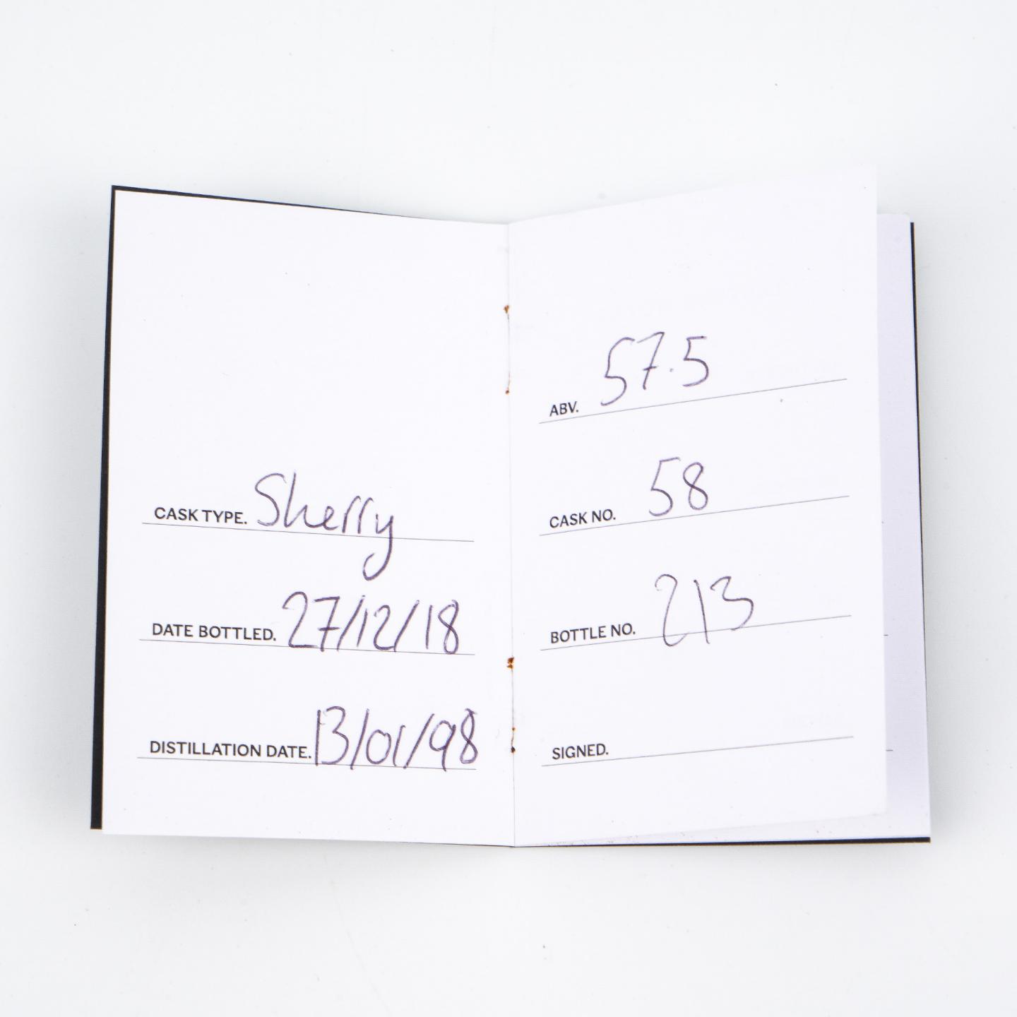 Bowmore 波摩 1998-2018 雪莉桶#58 Hand-Filled 57.5%Vol. 