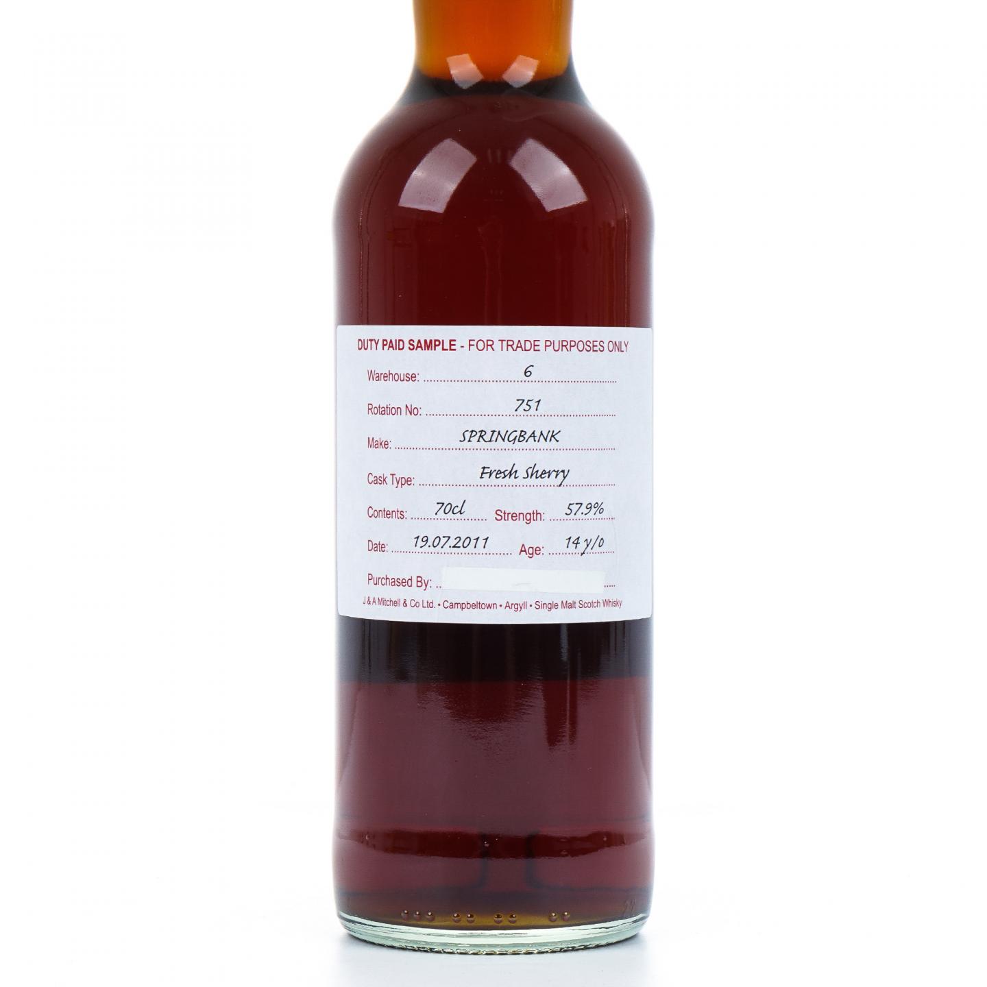 Springbank 云顶 14年 2011 完税瓶 新鲜雪莉桶