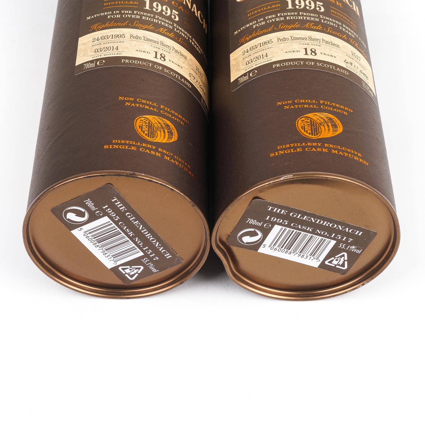 Glendronach 格兰多纳 18年 1995-2014 雪莉单桶#1517 2瓶组